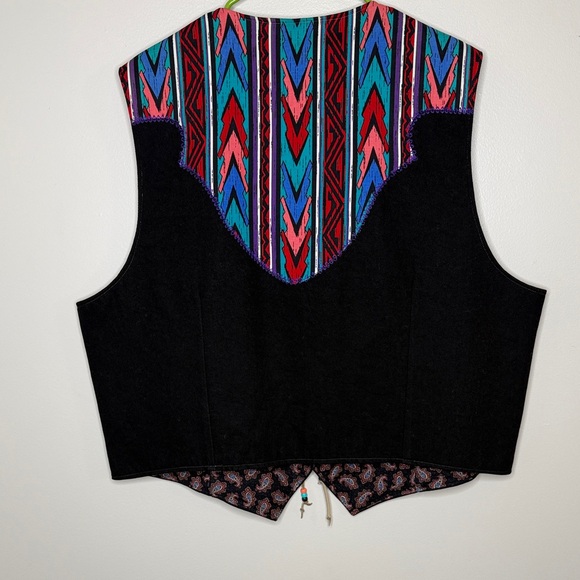 Unique Vintage-Inspired Black Vest Southwest/Aztec Inspired - Picture 8 of 12